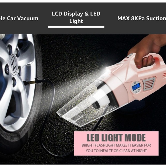 VARSK 4-in-1 Car Vacuum Cleaner /Portable Tire Inflator PINK 🌸 - Picture 5 of 14